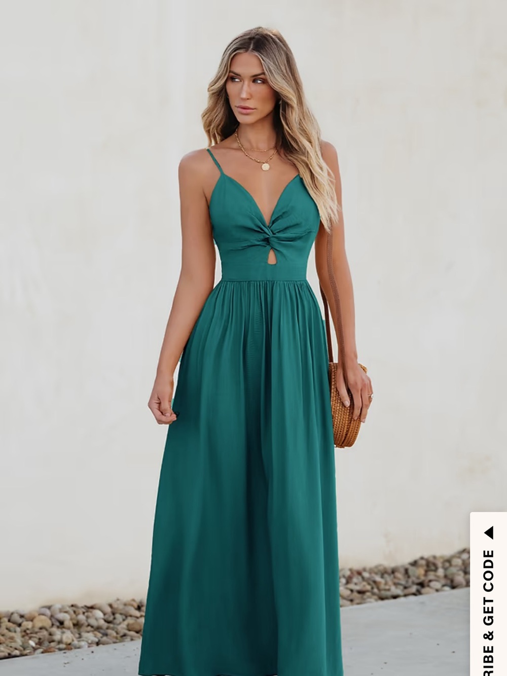 Cupshe Deep Teal Twist-Front Maxi Dress